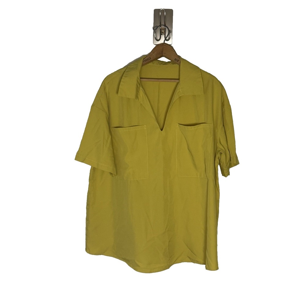 Women's Pajamas Pjs short sleeve top and pant set sleepwear mustard yellow 1XL